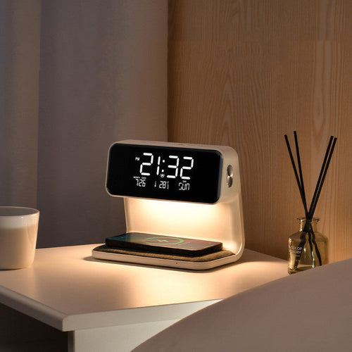3-in-1 Bedside Lamp with Wireless Charging Clock