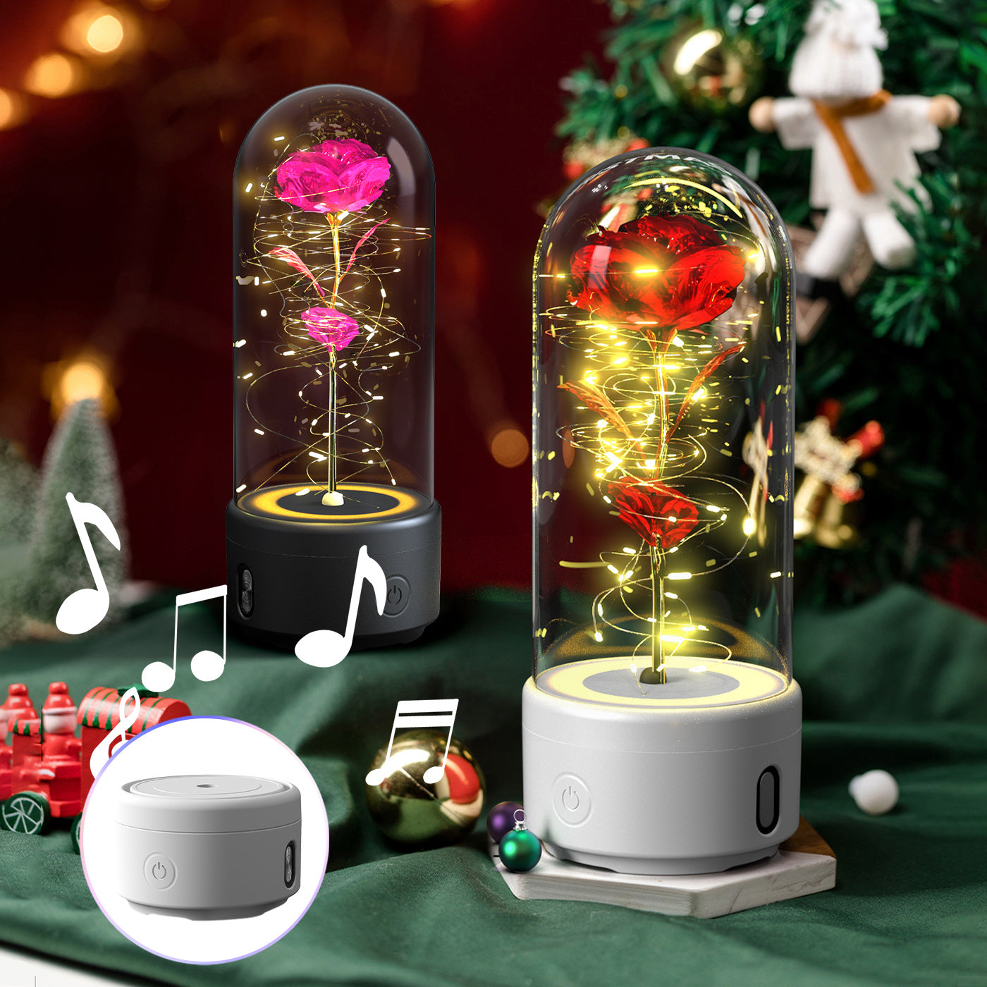 2-in-1 Rose LED Light and Bluetooth Speaker