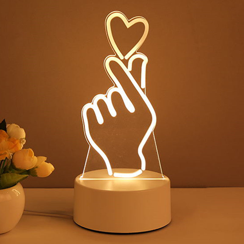 3D Acrylic Heart Light – Romantic LED Night Lamp