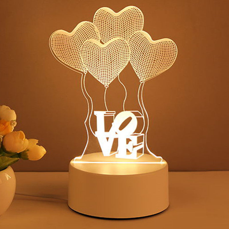 3D Acrylic Heart Light – Romantic LED Night Lamp