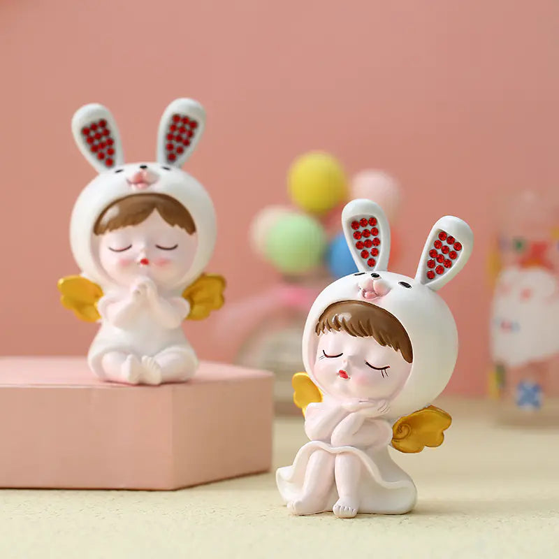 Resin Rabbit Figurine Decorative Home and Office Accent