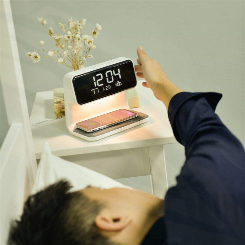 3-in-1 Bedside Lamp with Wireless Charging Clock
