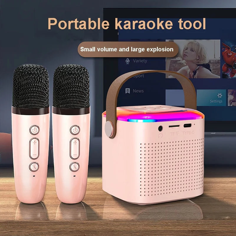 Wireless Bluetooth Karaoke Speaker with Dual Microphones and RGB