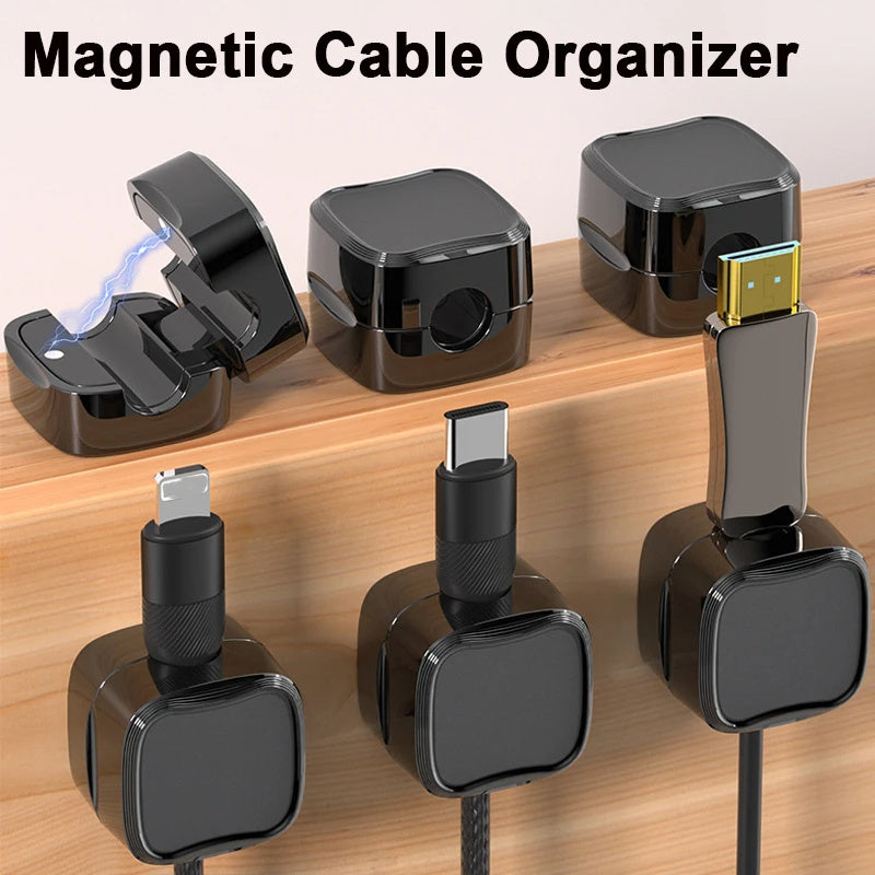 Adjustable Magnetic Cable Clip Under Desk Organizer