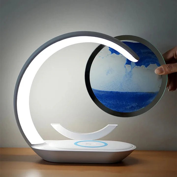 Rechargeable Glass Sand Art Table Lamp — Soft Glow Bedside Light