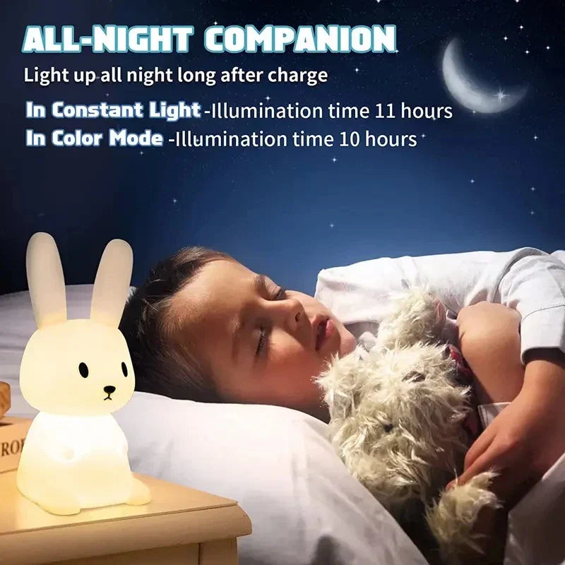 Cute Rabbit Touch Sensor LED Night Light — Soft Glow Bedside Light
