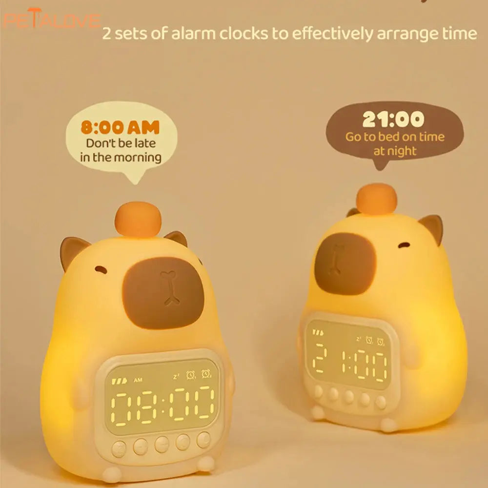 Capybara LED Night Light Alarm Clock — Soft Glow Bedside Light