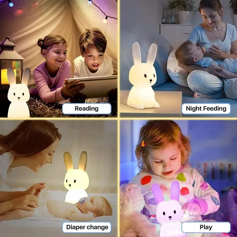 Cute Rabbit Touch Sensor LED Night Light — Soft Glow Bedside Light