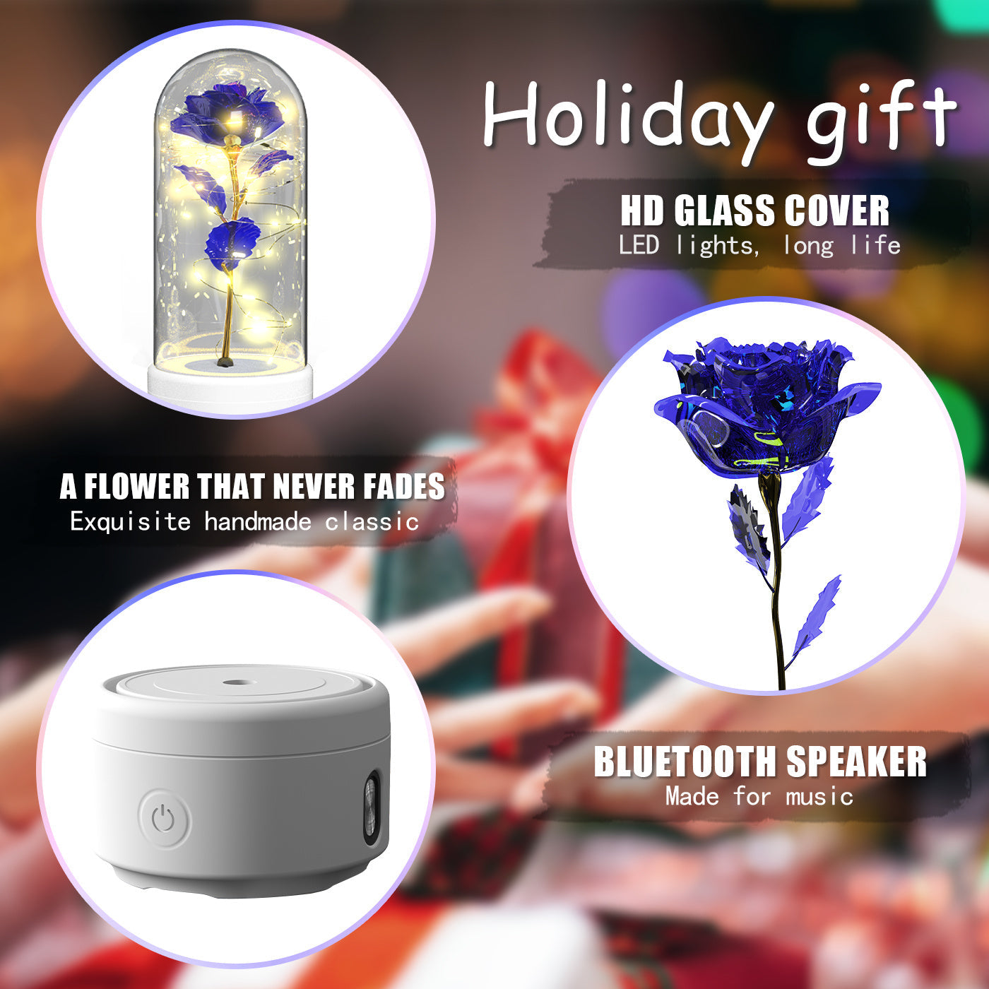 2-in-1 Rose LED Light and Bluetooth Speaker