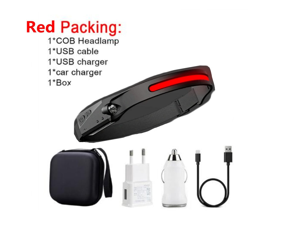 USB Rechargeable Waterproof COB LED Camping Headlamp