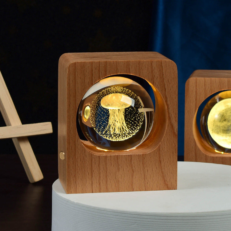 3D Laser Engraved Crystal Ball LED Night Light