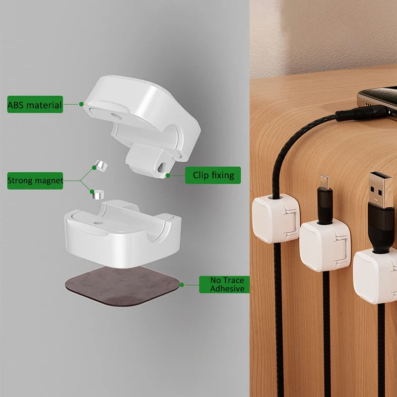 Adjustable Magnetic Cable Clip Under Desk Organizer