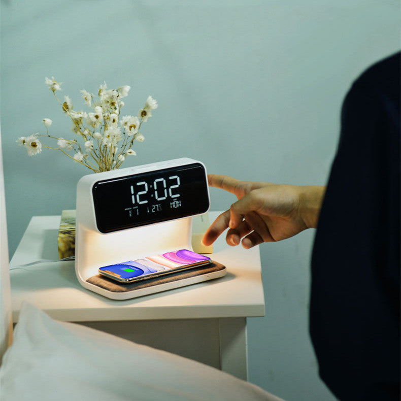 3-in-1 Bedside Lamp with Wireless Charging Clock