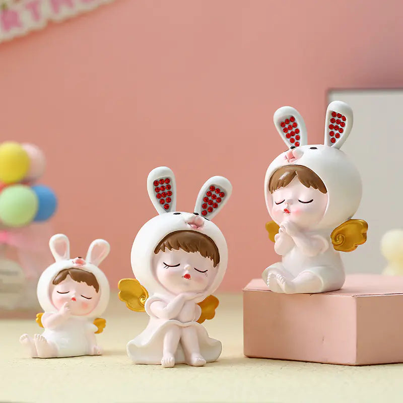 Resin Rabbit Figurine Decorative Home and Office Accent