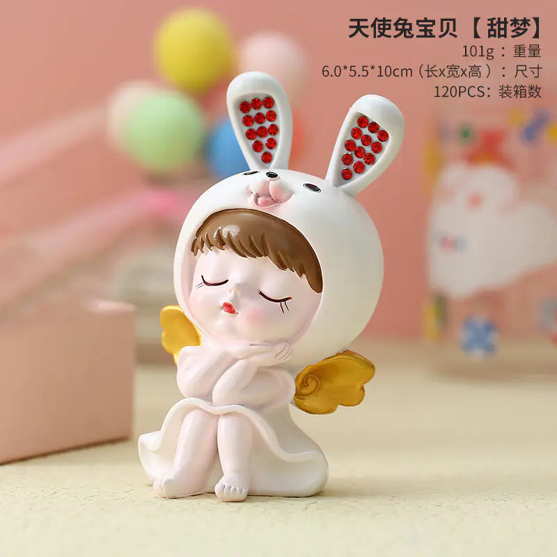 Resin Rabbit Figurine Decorative Home and Office Accent